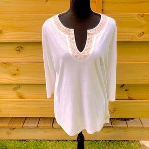 Eddie Bauer Boho Embroidered Top Size XL